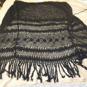 3X black Boho crochet duster vest LONG